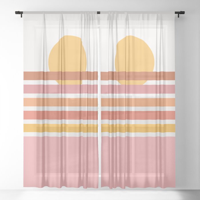Pink and orange geometric summer Sheer Curtain