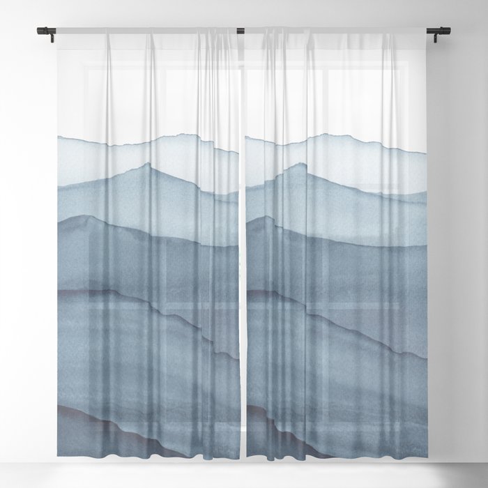 abstract watercolor waves Sheer Curtain