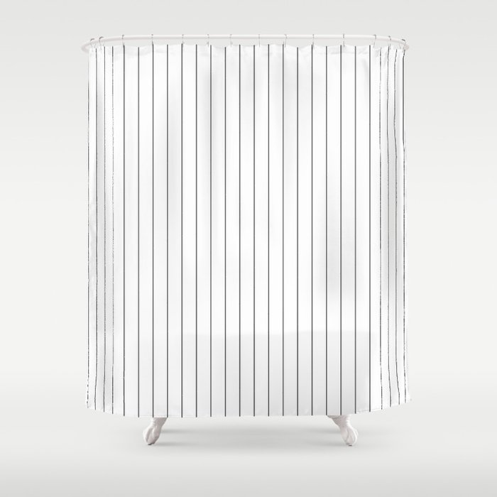 White Black Pinstripes Minimalist Shower Curtain By Beautifulhomes