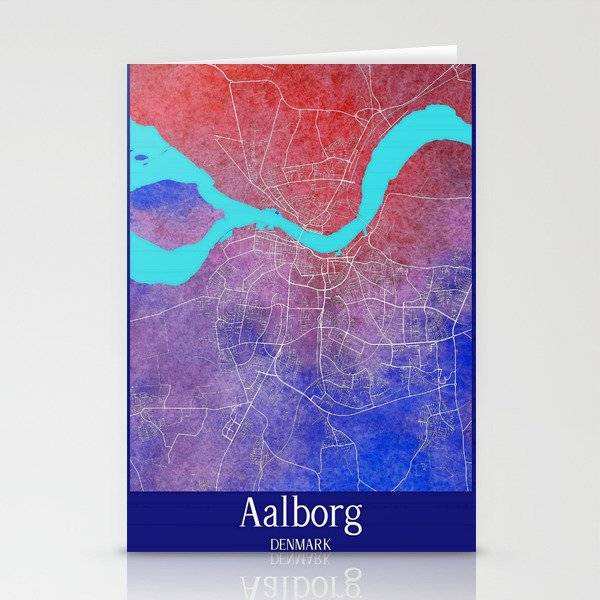 Aalborg Watercolor Map Stationery Cards