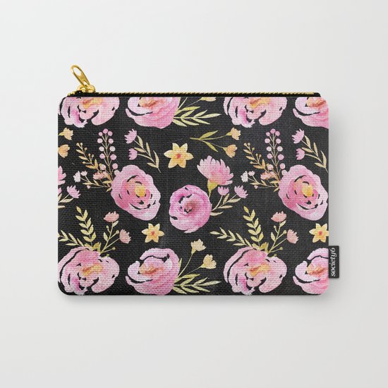 Delicate Poppy Pattern On Chalkboard Carry-All Pouch
