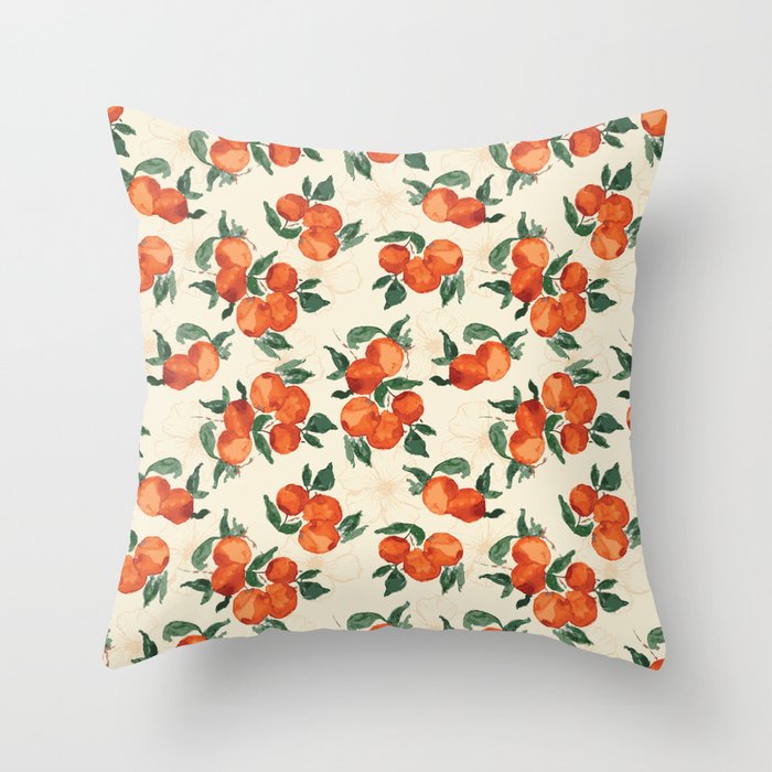 watercolor orange fruits Throw Pillow