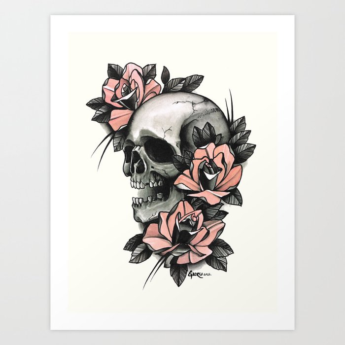 skull and roses