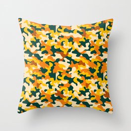 Yellow Military Camouflage Pattern Throw Pillow