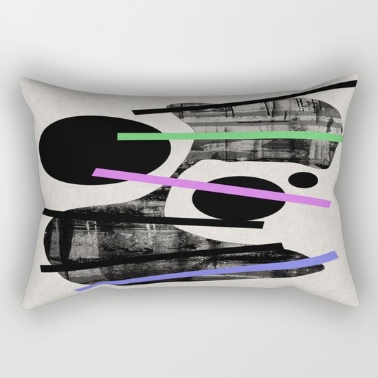PENSIVE - Eclectic blend of geometric shapes, pastel colours, and black and white textures Rectangular Pillow
