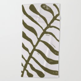 One Hundred-Leaved Plant / Lino Print Beach Towel