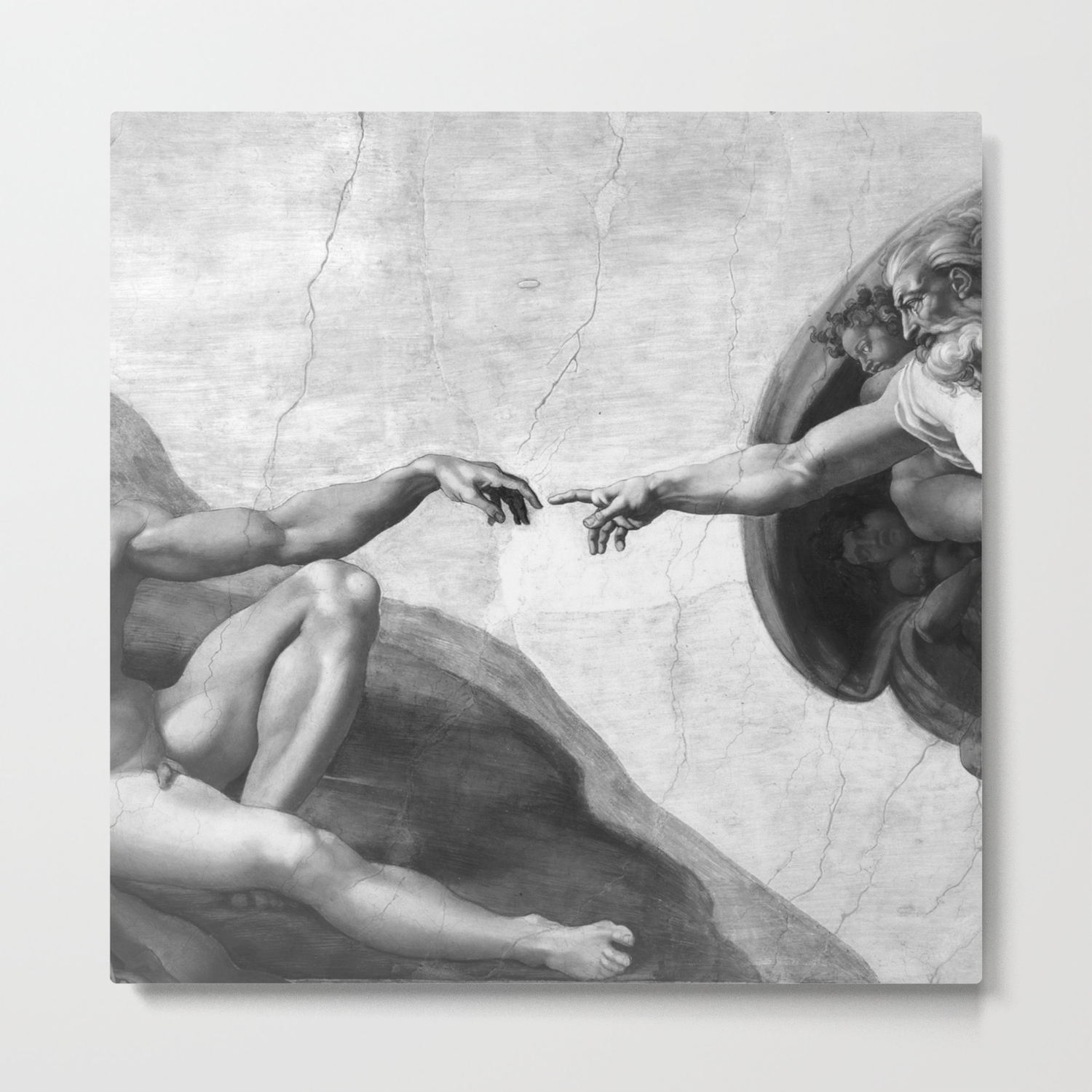 Black And White Creation Of Adam Painting By Michelangelo Sistine