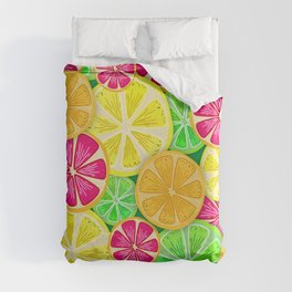 Tropical Refreshing Retro Fruit Collection Duvet Cover
