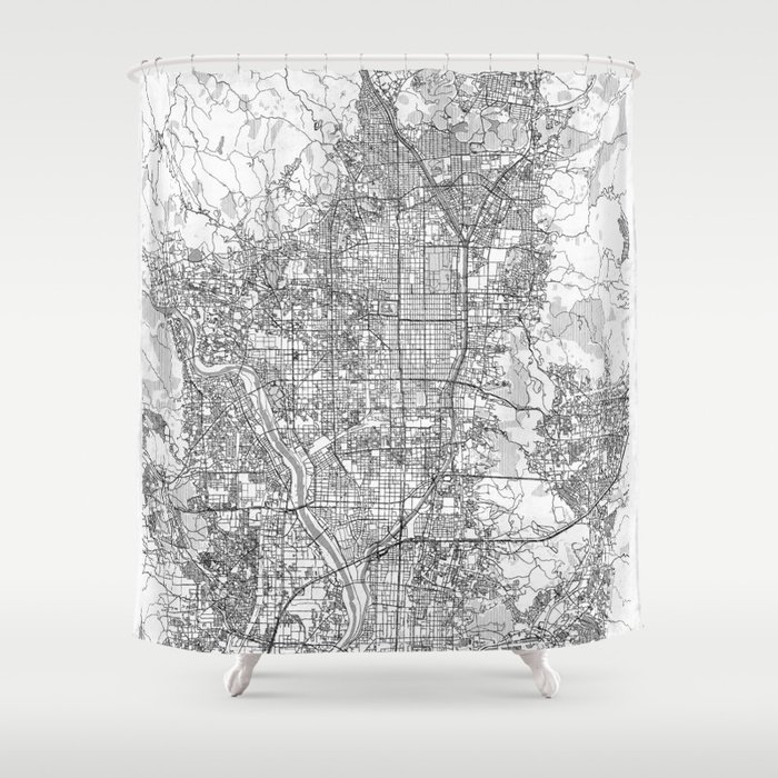 Kyoto Map Line Shower Curtain