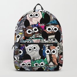 Gemstone Owls Backpack | Pigeons, Love, Collage, Chicken, Plastic, Metal, Digital, Pattern, Popart, Bird 