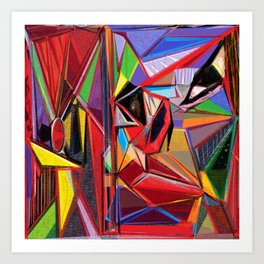 The Red Stiletto, a digital abstract artwork Art Print | Blue, Pop Art, Redstiletto, Unique, Primarycolors, Beautiful, Digitalmanipulation, Stickers, Denisemorgan, Graphicdesign 