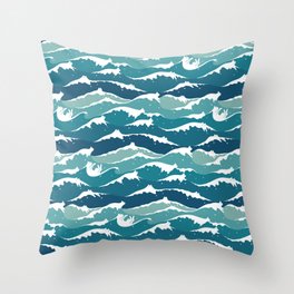 Cat waves pattern Throw Pillow