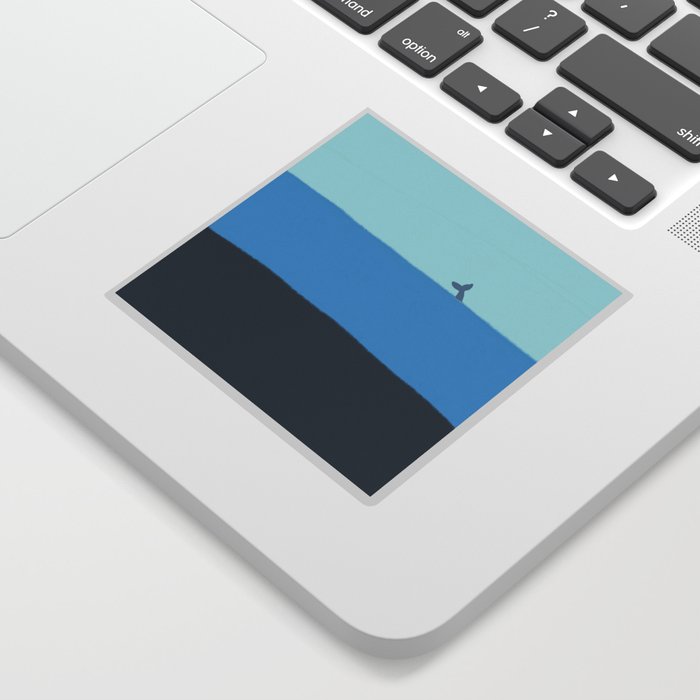 Tranquility A Whale Diving in the Pure Blue Ocean Sticker