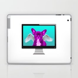 Funny Pink French Bulldog with Angel Wings in Computer Screen Laptop Skin