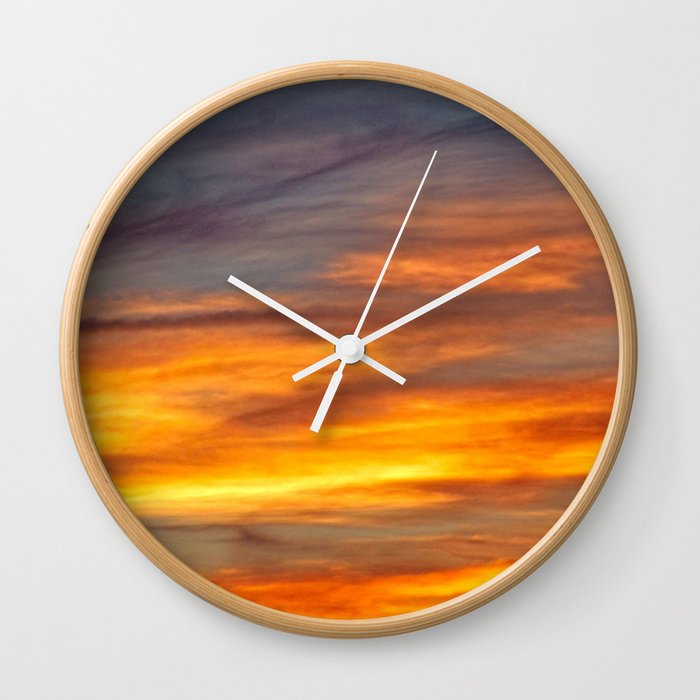 Marbled Sunset Clouds Skyscape Natural Abstract Wall Clock