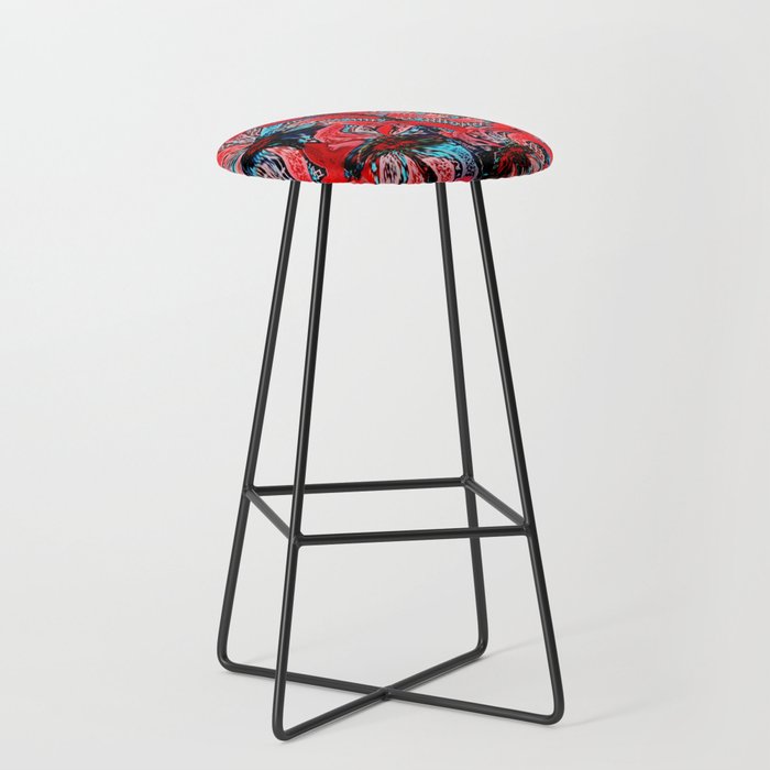 Sunny Flowers in Red Bar Stool