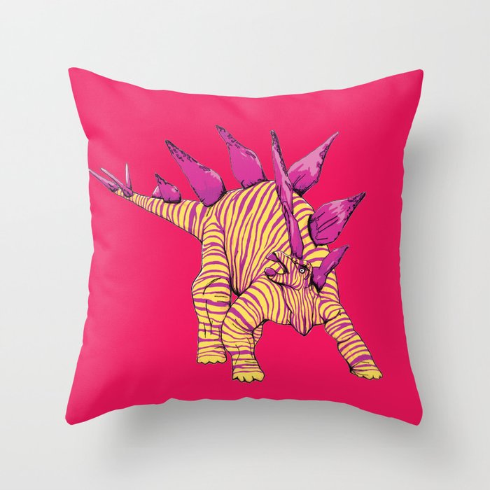Zebra Stegosaurus  Throw Pillow