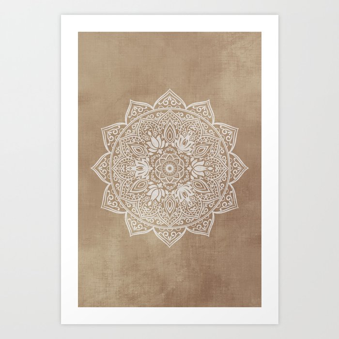 Mandala Brown Beige Creamy Pattern Art Print
