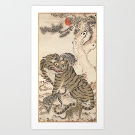 Tiger Family, Korean Art, 1800s Art Print | Vintage, Tiger, Asian, Leopard, Scroll, Risingsun, Korean, Tigers, Artwork, Art 