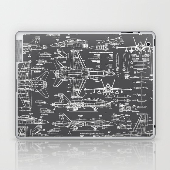 F-18 Blueprints // Charcoal-Grey Laptop & iPad Skin
