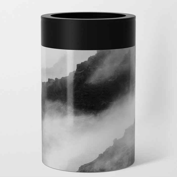 Foggy Mountains Black and White Can Cooler