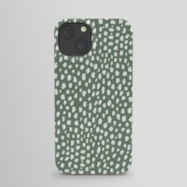 Sage Green Polka Dot Spots (white/sage green) iPhone Case