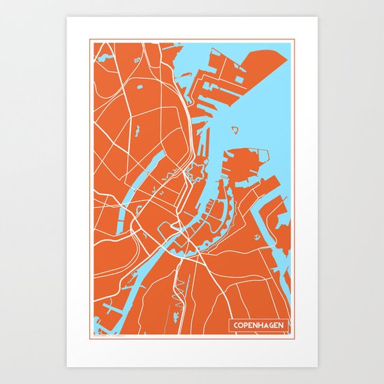 Copenhagen Map Art Print