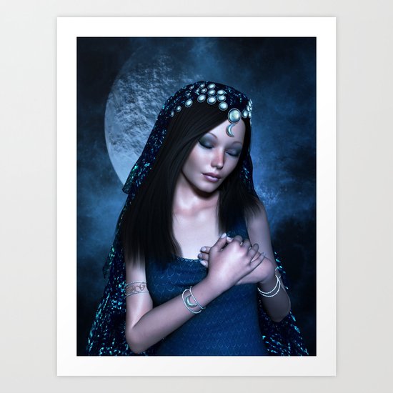Praying Moon Goddess Art Print