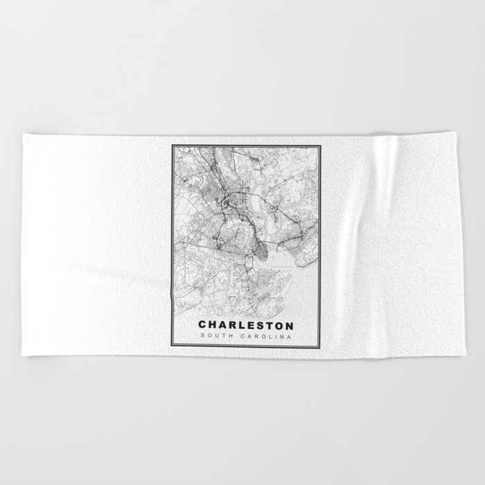 Charleston Map Beach Towel