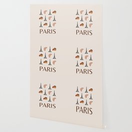 Paris Eiffel Tower Retro Modern Art Decor Boho Terracotta Tones Illustration  Wallpaper