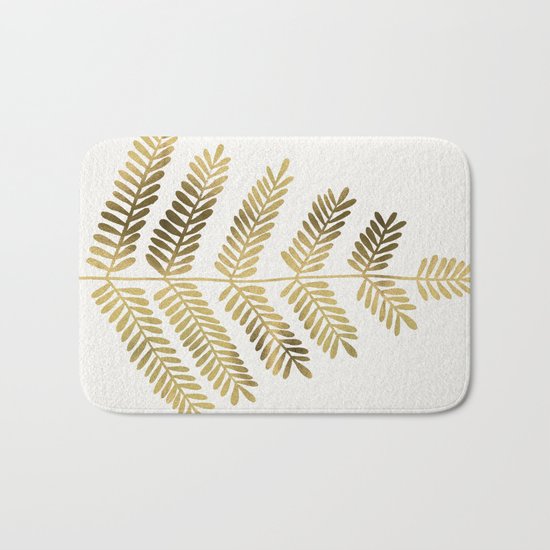 Gold Leaflets Bath Mat