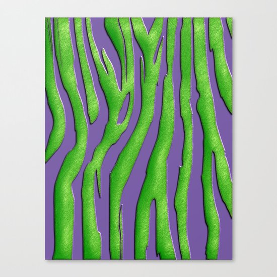 Bright Purple & Green Zebra Print Canvas Print