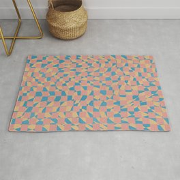 Orange blue mosaic checker Area & Throw Rug