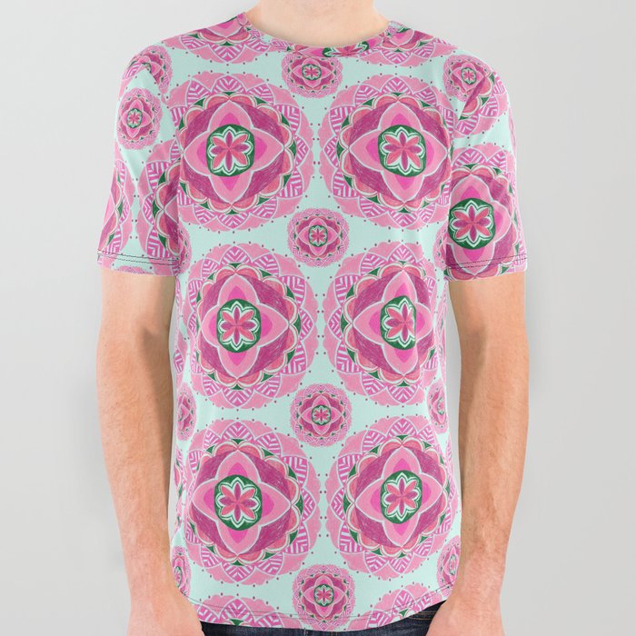 Pink and green mandala  All Over Graphic Tee