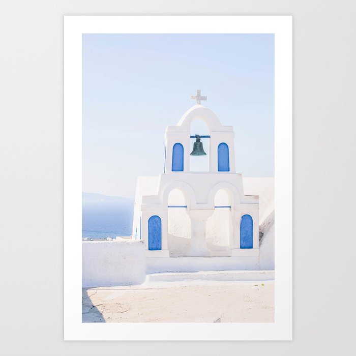 462. Blue Bell, Santorini, Greece Art Print