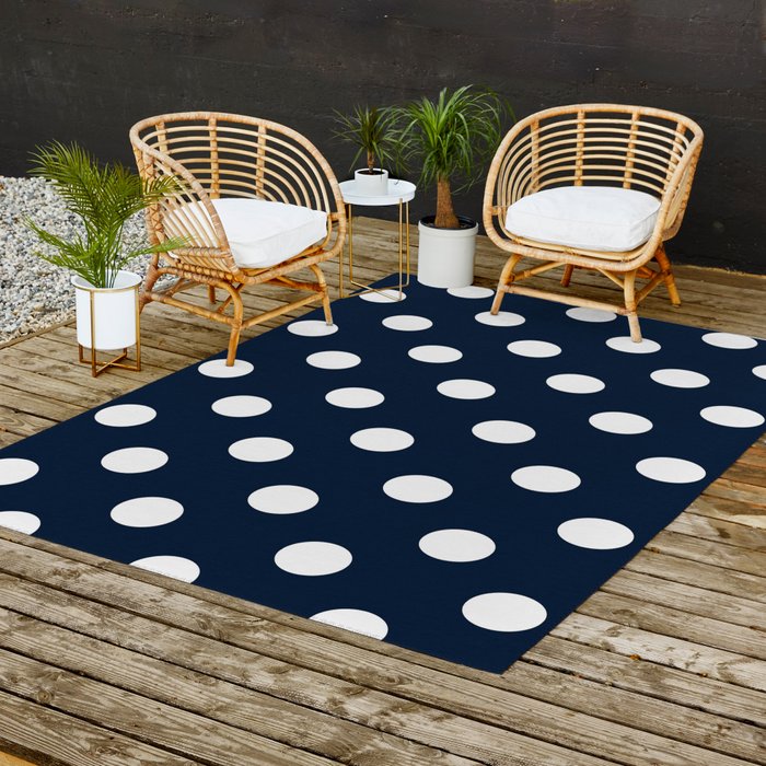 Navy blue store outdoor rug