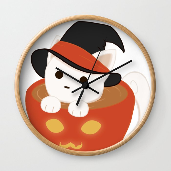 Halloween Catpuccino Wall Clock