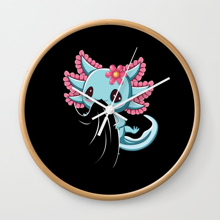 Biting Bite Walking Fish Cartoon Cute Axolotl Wall Clock