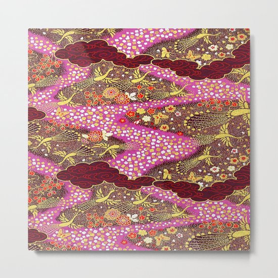 Intricate Yuzen Pattern Metal Print