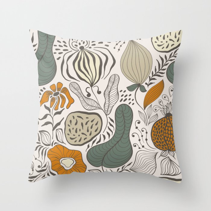 Autumn - Botanical Abstract Throw Pillow
