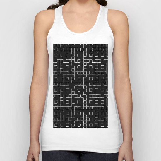 Maze - Black and white, abstract, maze pattern Unisex Tank Top