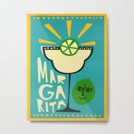 Margarita Cocktail Metal Print | Turquoise, Summer, Sun, Lime, Bold, Graphicdesign, Warm, Margarita, Typography, Black 