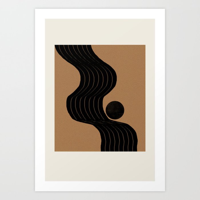 Modern Waves and Sun Art Print