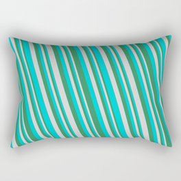 [ Thumbnail: Sea Green, Light Gray & Dark Turquoise Colored Stripes/Lines Pattern Rectangular Pillow ]
