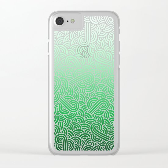 Ombre green and white swirls doodles Clear iPhone Case