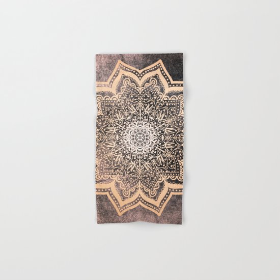 GOLD EARTH FLOWER MANDALA Hand & Bath Towel
