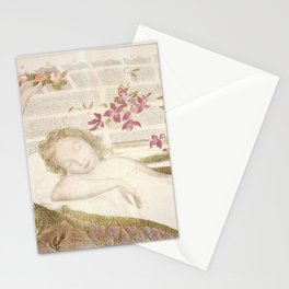 Allegory; sleeping female nude dreaming with spring flowers portrait painting by Maurice Denis Stationery Card