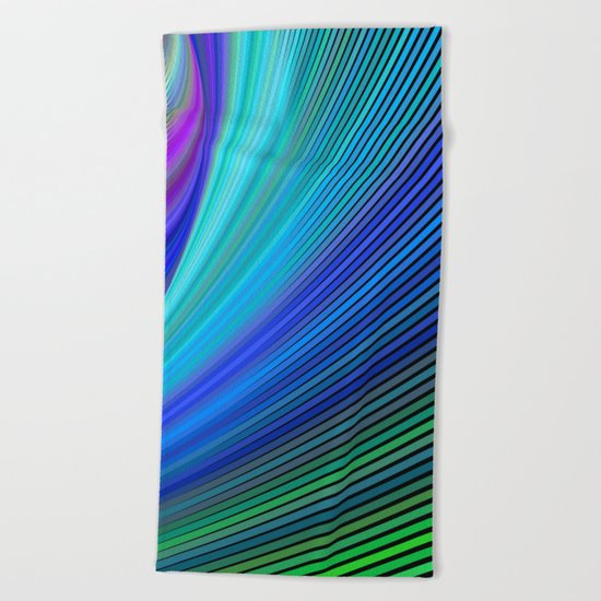 Surfing in a magic wave Beach Towel