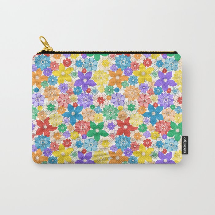 Pride Rainbow Floral Pattern Carry-All Pouch
