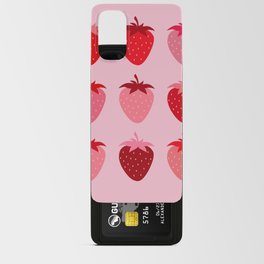 Abstract Retro Fruit Print Pink And Red Aesthetic Modern Preppy Strawberries Android Card Case